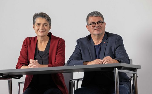 Daniela Kolbe, Vorsitzende DGB Sachsen, und Ralf Hron, stellvertretender Vorsitzender DGB Sachsen.